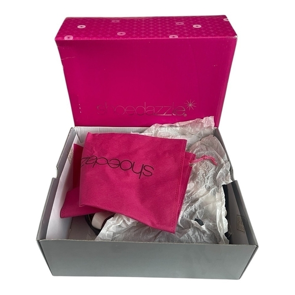 SHOEDAZZLE MORGANA Black Gold White Open Toe Platform Wedge Sandals Size 8 NIB - Picture 10 of 11